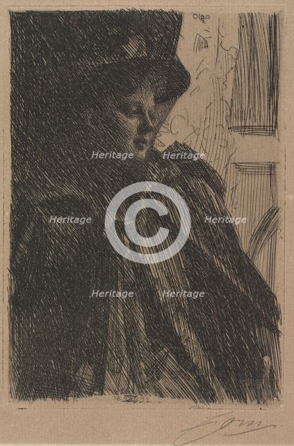 Mme. Olga Bratt, 1892. Creator: Anders Zorn (Swedish, 1860-1920).