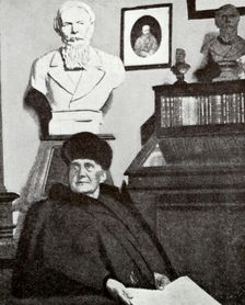 Mme Dostoevsky at work in the Dostoevsky room of the Moscow Historical Museum, 1916. Creator: Unknown