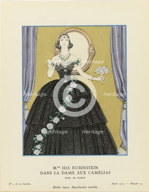 Mme Ida Rubinstein dans "La Dame aux Camélias", Gazette du Bon Ton , 1923. Creator: Barbier, George (1882-1932).