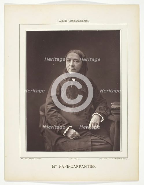 Mme. Pape-Carpantier, 1853/78. Creator: Nadar.
