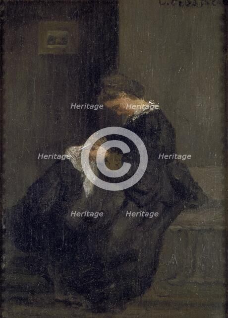 Mme Pissarro sewing, c1860. Creator: Camille Pissarro.