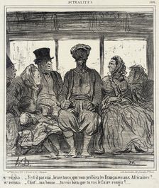 Mme. Potard. - N'est-il pas vrai, brave turco.., 1859. Creator: Honore Daumier