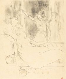 Mme. Simon-Girard, Brasseur, and Guy in "La belle Helene" (Mme. Simon-Girard, Brasseur..., 1895. Creator: Henri de Toulouse-Lautrec