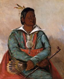 Mó-sho-la-túb-bee, He Who Puts Out and Kills, Chief of the Tribe, 1834. Creator: George Catlin