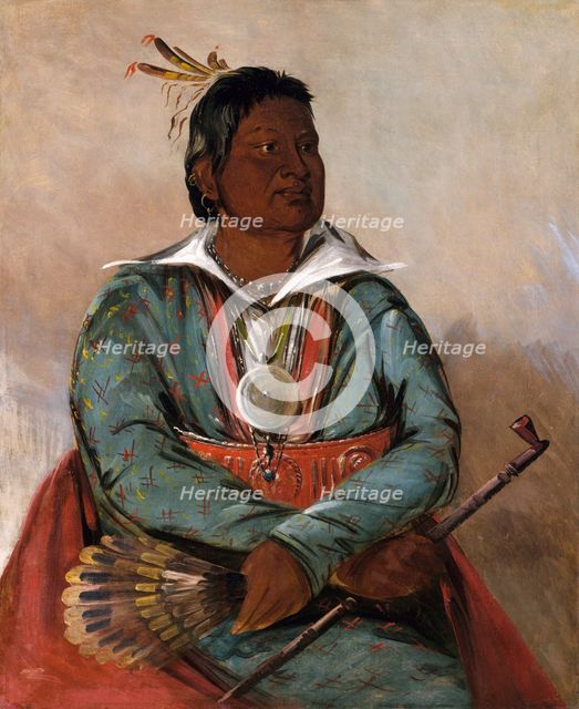 Mó-sho-la-túb-bee, He Who Puts Out and Kills, Chief of the Tribe, 1834. Creator: George Catlin.