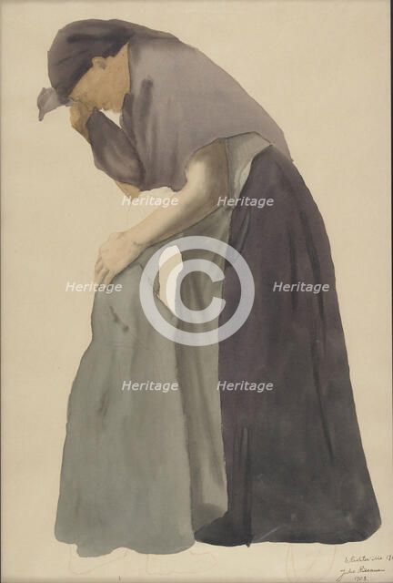 Mother Mourning, a sketch for Childhood Memory, 1903. Creator: Juho Rissanen.