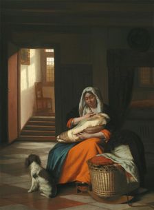 Mother Nursing Her Child, c1674/1676. Creator: Pieter de Hooch
