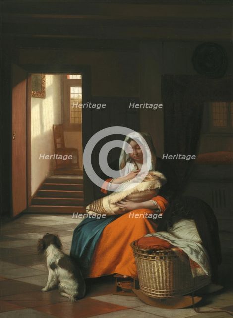 Mother Nursing Her Child, c1674/1676. Creator: Pieter de Hooch.