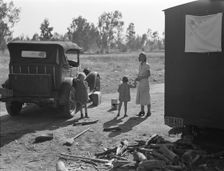 Mother of five children from Oklahoma, now picking cotton in California, near Fresno, 1936. Creator: Dorothea Lange