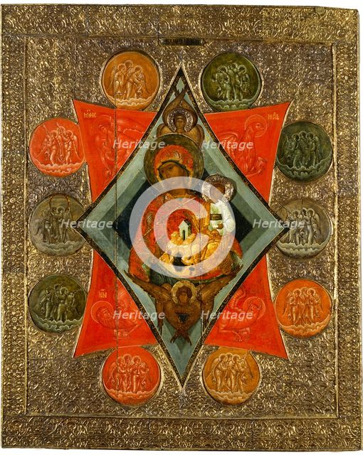 Mother of God of the Burning Bush, Mid of 16th cen.. Artist: Russian icon  