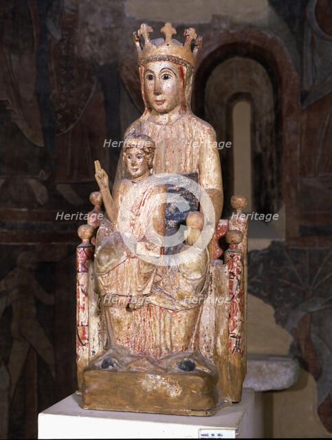  'Mother of God of Veciana', polychromed wood sculpture from Santa Maria de Veciana, virgin with …