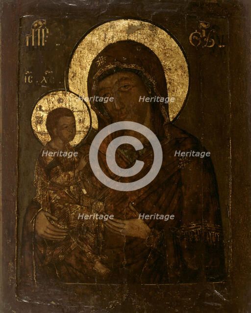Mother of God of Jerusalem, (Hodigitria), Russian icon, 1600-1650. Creator: Unknown.