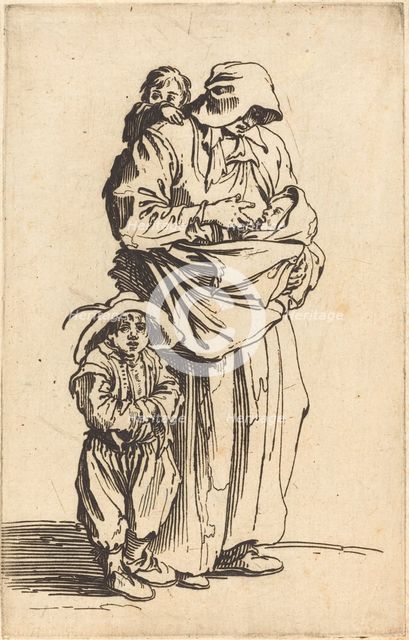 Mother and Three Children, c. 1622. Creator: Jacques Callot.