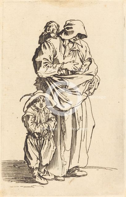 Mother and Three Children, c. 1622. Creator: Jacques Callot.