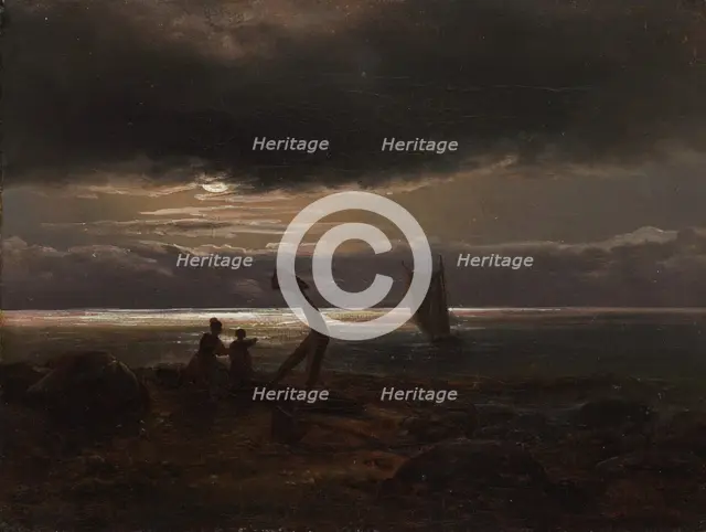 Mother and Child by the Sea, 1830. Creator: Johan Christian Dahl.