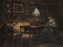 Mother and child, evening, 1890-1907. Creator: Sigurd Wandel