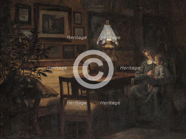 Mother and child, evening, 1890-1907. Creator: Sigurd Wandel.