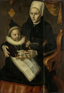 Mother and Child in Noord-Holland Costume, 1601. Creator: Jan Claesz