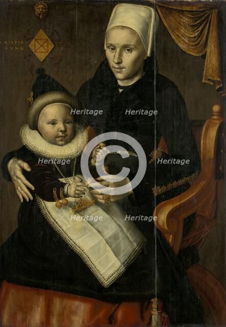 Mother and Child in Noord-Holland Costume, 1601. Creator: Jan Claesz.