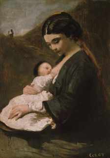 Mother and Child, probably 1860s. Creator: Jean-Baptiste-Camille Corot