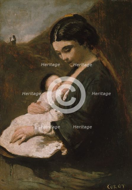 Mother and Child, probably 1860s. Creator: Jean-Baptiste-Camille Corot.