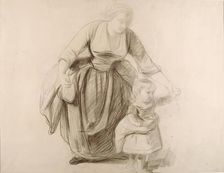 Mother and Child-Study for "A Highland Interior" and verso Sketch for a Composition, 1855. Creator: John Phillip