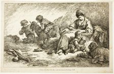 Mother and Children with Sheep, n.d. Creator: Jean Baptiste Marie Huet