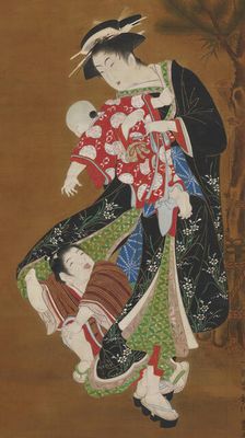 Mother and Children at the New Year, 18th century. Creator: Utagawa Toyoharu