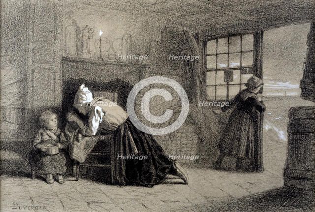 Mother and Children, c1850. Creator: Theophile Emmanuel Duverger.