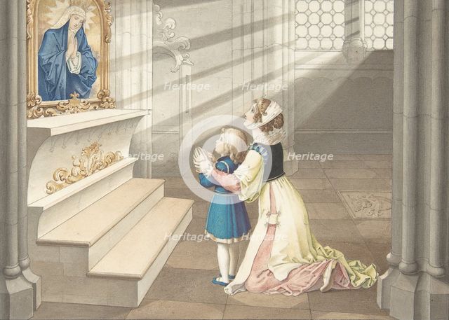Mother and Daughter in Prayer, ca. 1811-17. Creator: Julius Schnorr von Carolsfeld.