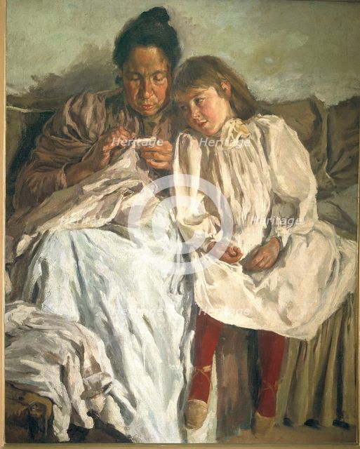 Mother and Daughter', oil on canvas (1898).