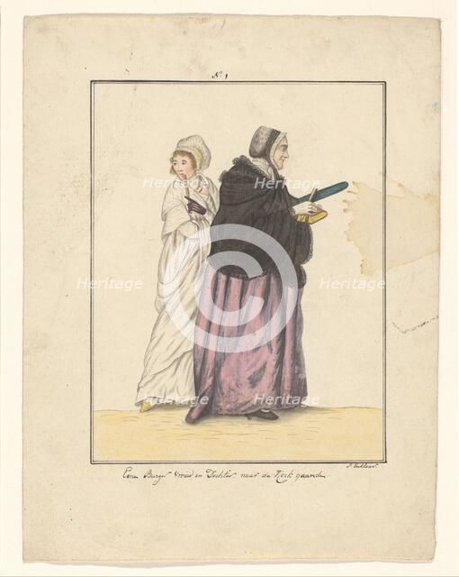 Mother and daughter on the way to church, 1803-c.1899.  Creator: J. Enklaar.