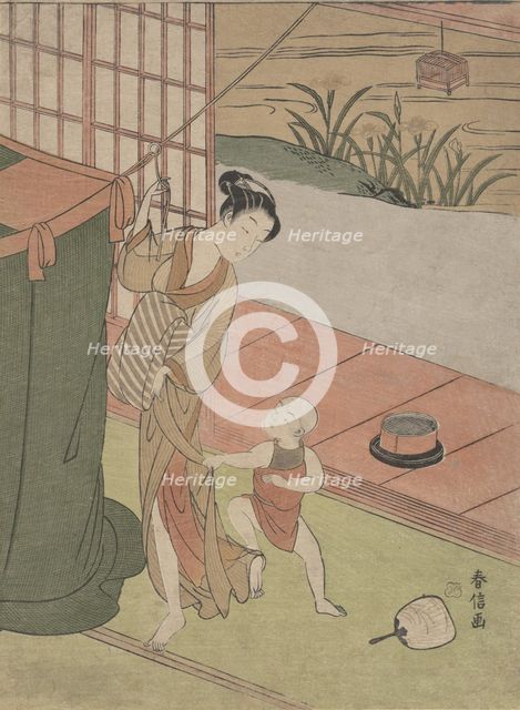 Mother and Son by a Mosquito Net, ca. 1769., ca. 1769. Creator: Suzuki Harunobu.