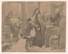Mother and son with an art dealer, 1857-c.1900. Creator: Anon