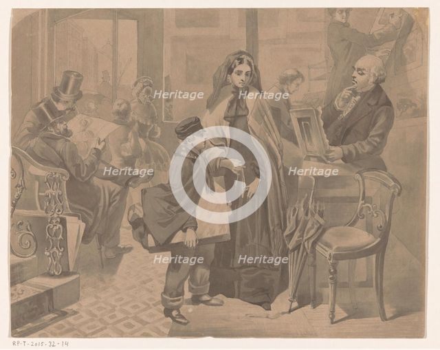 Mother and son with an art dealer, 1857-c.1900. Creator: Anon.