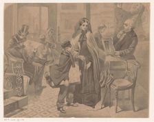 Mother and son with an art dealer, 1857-c.1900. Creator: Anon