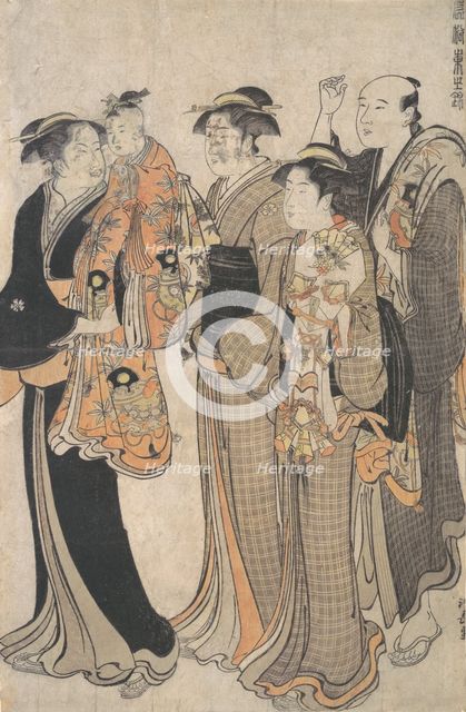 Mother Carrying Her Baby Girl to the Miya Mairi, ca. 1784. Creator: Torii Kiyonaga.