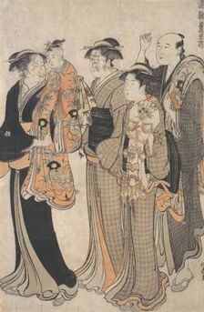 Mother Carrying Her Baby Girl to the Miya Mairi, ca. 1784. Creator: Torii Kiyonaga