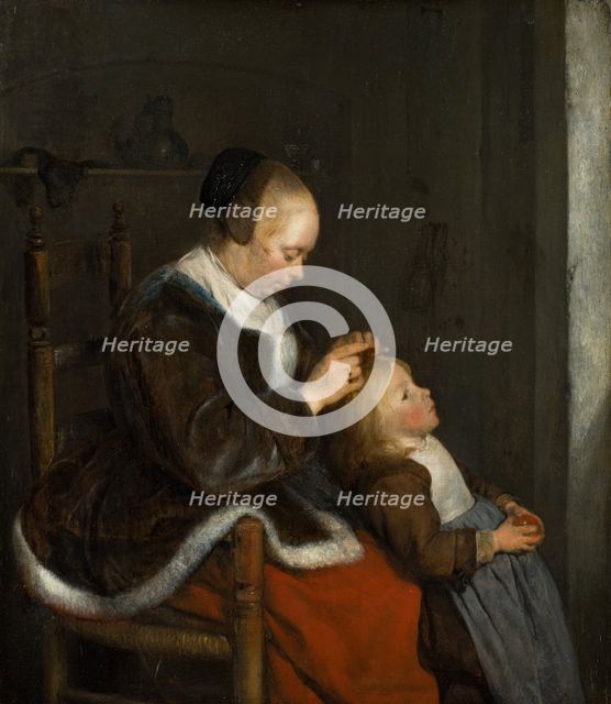 Mother Combing Her Child's Hair, known as 'Hunting for Lice'. Creator: Gerard Terborch II.