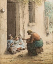 Mother Feeding Her Children, between 1814 and 1875. Creator: Jean Francois Millet