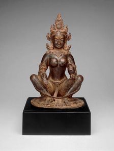 Mother-Goddess Brahmani Seated in Yogic Posture Holding Water Pot, 13th century. Creator: Unknown