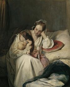 Mother's Love (The Artist's Wife with Child), 1839. Creator: Josef Danhauser the Younger