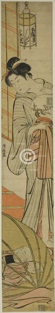 Mother Watching her Son Sleeping under a Mosquito Net, c. 1780. Creator: Torii Kiyonaga.