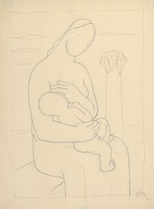 Mother with Corinthian column in the background, 1928-1932. Creator: Mikulas Galanda
