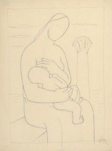 Mother with Corinthian column in the background, 1928-1932. Creator: Mikulas Galanda