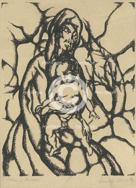 Mother with child, 1927. Creator: Konstantin Bauer.