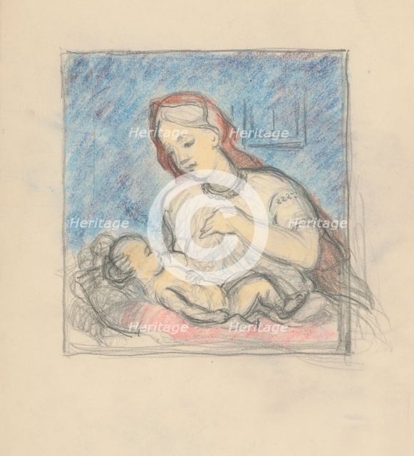 Mother with child, around 1935. Creator: Stefan Polkorab.
