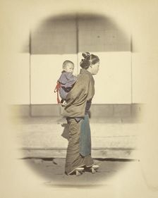 Mother with Child in Bunting, about 1868. Creator: Felice Beato
