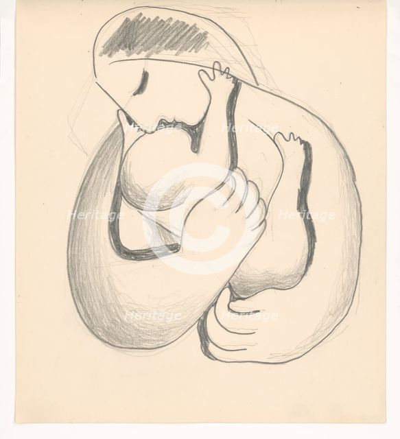 Mother with child in her arms, 1938. Creator: Mikulas Galanda.