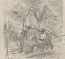 Mother with children and a dog, 1940-1944. Creator: Arnold Peter Weisz-Kubincan